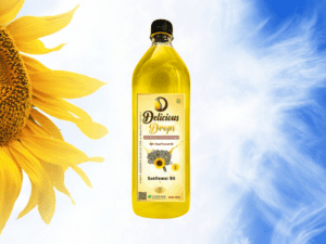 Delicious Drops 1L Bottle of Wood Cold Pressed Sunflower Oil – 100% Organic and Natural.